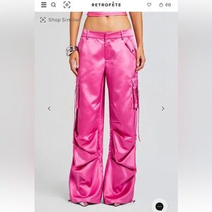 SER.O.YA's Lai Satin Cargo Pant in Malibu Pink